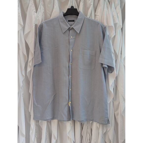 Club Room Other - Club Room Blue Linen/Cotton Blend XXL One Pocket Short Sleeve Button Up
